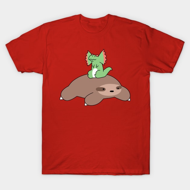 Sloth and Little Dilophosaurus T-Shirt by saradaboru